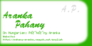 aranka pahany business card